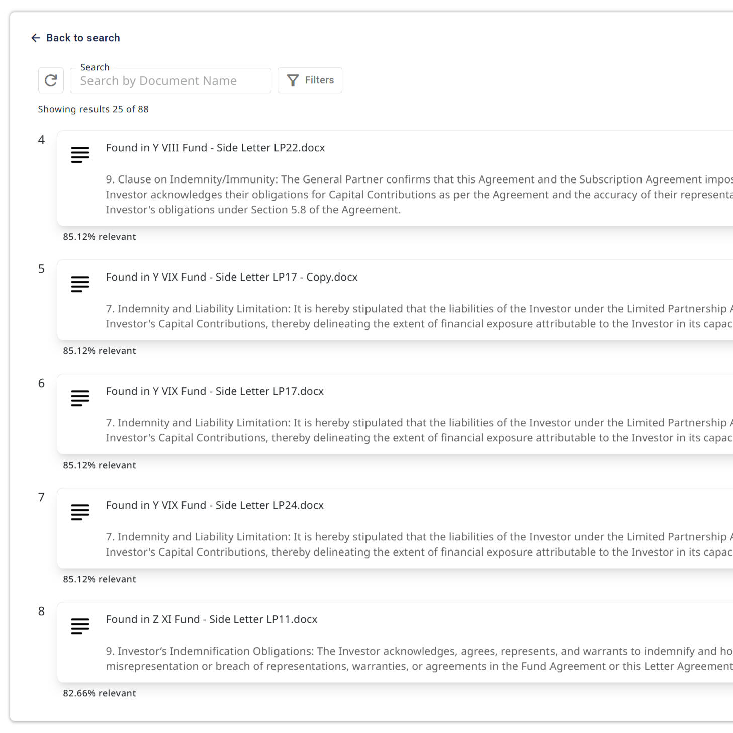 Search for provisions and rights